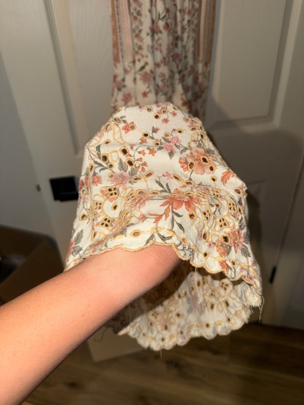 American Eagle Outfitters Cream Floral Wide-Leg Jumpsuit - Picture 6 of 8